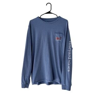 Vineyard Vines Men's Blue Long Sleeve Football‎ Whale Graphic T Shirt Size L